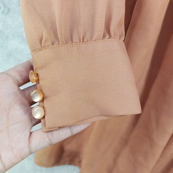 LOVELY GIRL Dress MEDIUM (8-10) Women Pullover Burnt Orange Tie Lightweight - Picture 6 of 13